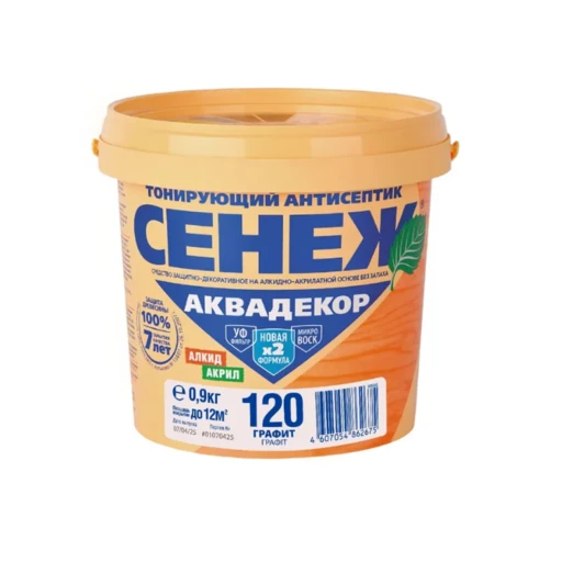 Антисептик СЕНЕЖ АКВАДЕКОР X2-111 (графит) 0,9кг